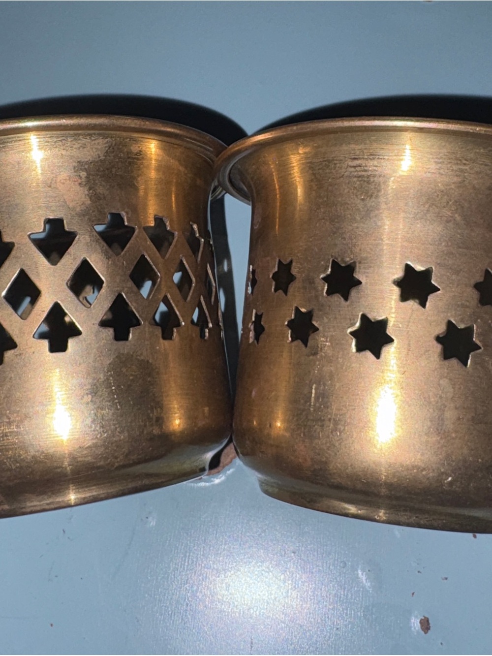 2 vintage brass candle holders